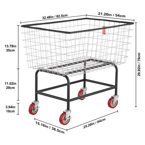 Wire Laundry Cart 45 Bushel Wire Laundry Basket with Wheels