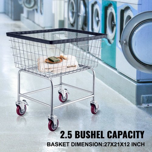 Wire Laundry Cart 28Bushel Wire Laundry Basket with Wheels