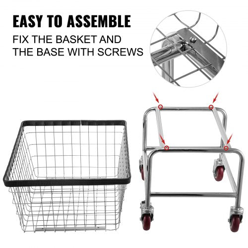 Wire Laundry Cart 28Bushel Wire Laundry Basket with Wheels