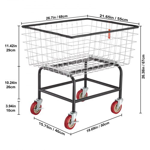 Wire Laundry Cart 28Bushel Wire Laundry Basket with Wheels