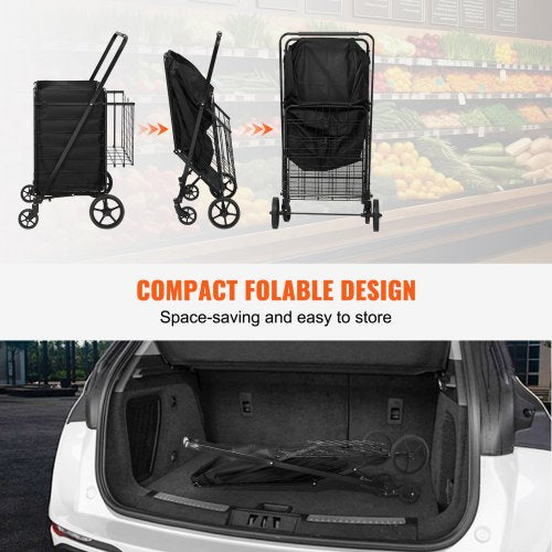 Folding Shopping Cart with Removable Waterproof Liner 330LBS Large Capacity