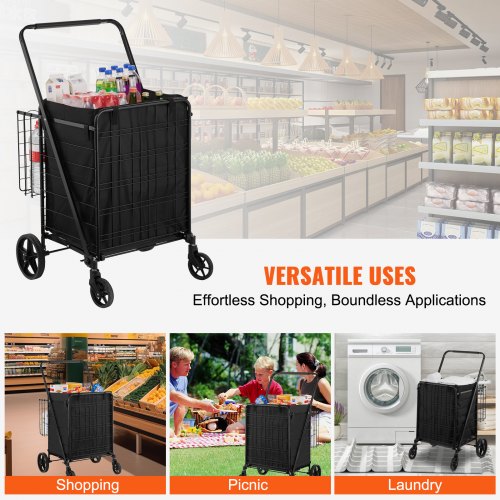 Folding Shopping Cart with Removable Waterproof Liner 330LBS Large Capacity