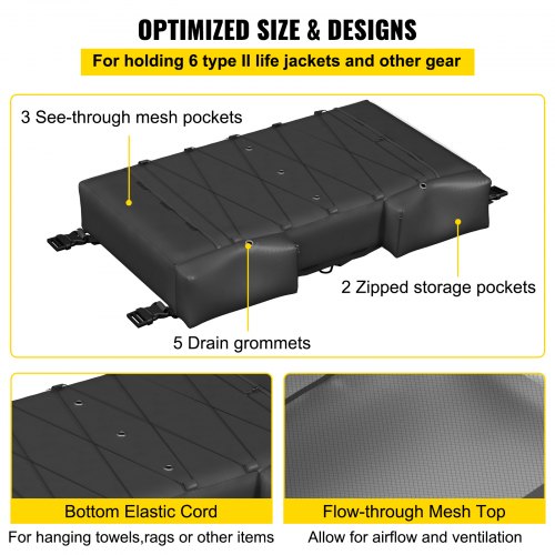 TTop Storage Bag for 6 Type II Life Jackets with a Boat Trash Bag 600D