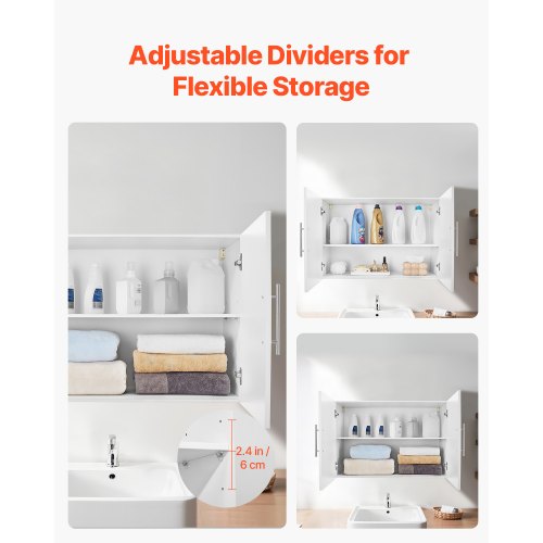 Laundry Room Wall Cabinet 2Tier Wall Mounted Hanging Cabinet with 2 Doors
