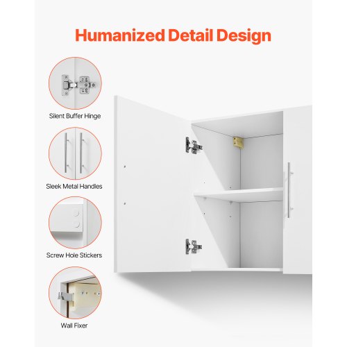 Laundry Room Wall Cabinet 2Tier Wall Mounted Hanging Cabinet with 2 Doors