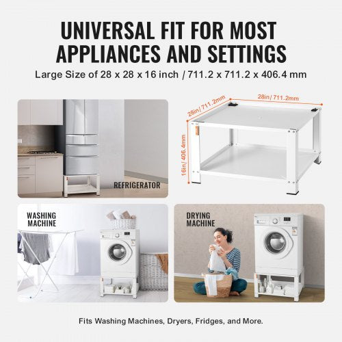 Laundry Pedestal with Storage Shelf 28Lx28 Wx16 H Washer And Dryer Base