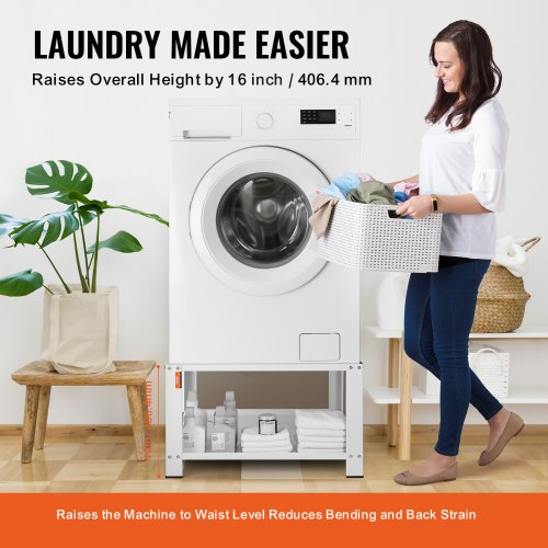 Laundry Pedestal with Storage Shelf 28Lx28 Wx16 H Washer And Dryer Base