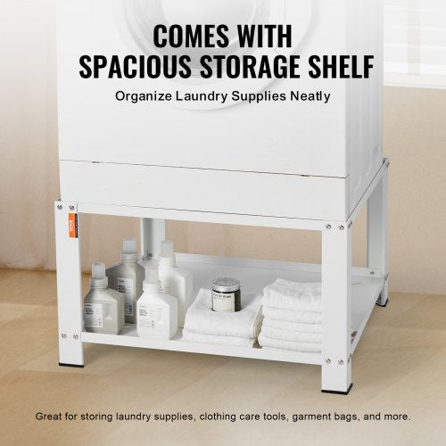 Laundry Pedestal with Storage Shelf 28Lx28 Wx16 H Washer And Dryer Base
