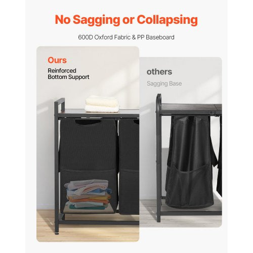 4 Section Laundry Sorter Large Laundry Hamper with Metal Frame and Wooden