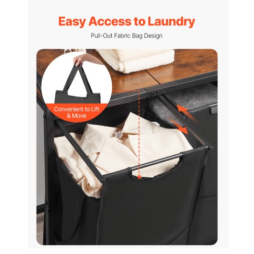 2 Section Laundry Sorter Large Laundry Hamper with Metal Frame and Wooden