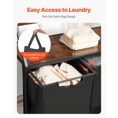 2 Tiers Laundry Sorter Tall Laundry Hamper with Metal Frame and Wooden 1