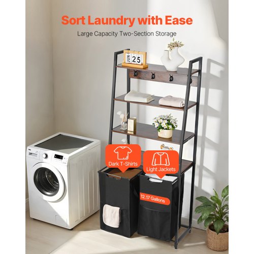 4 Tiers Laundry Sorter Tall Laundry Hamper with Shelves and Hooks 2