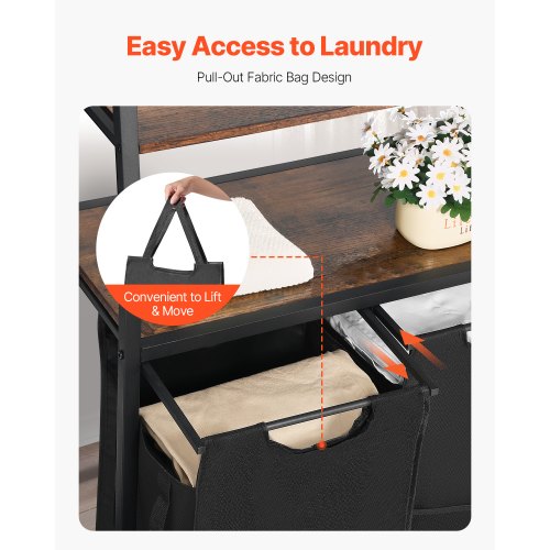 4 Tiers Laundry Sorter Tall Laundry Hamper with Shelves and Hooks 2