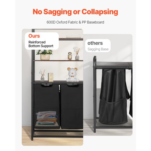 4 Tiers Laundry Sorter Tall Laundry Hamper with Shelves and Hooks 2