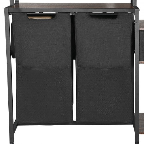 3 Tiers Laundry Sorter with Rack Tall Laundry Hamper with Shelves and Drawers