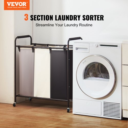 3Section Laundry Basket Heavy Duty Laundry Hamper Storage Organizer