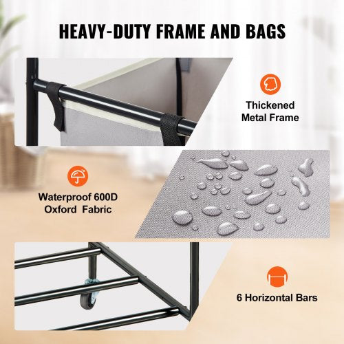 3Section Laundry Basket Heavy Duty Laundry Hamper Storage Organizer