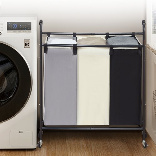 3Section Laundry Basket Heavy Duty Laundry Hamper Storage Organizer