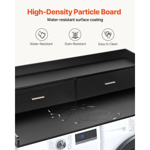 2 Drawers Washer Dryer Countertop with 2Tier Shelf 54 x 27 Wooden Washer