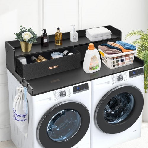 2 Drawers Washer Dryer Countertop with 2Tier Shelf 54 x 27 Wooden Washer