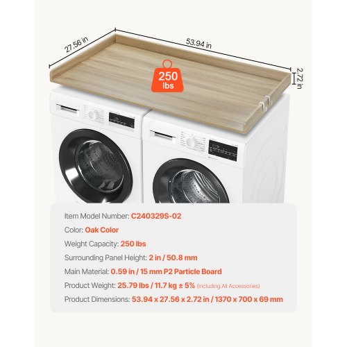 Washer Dryer Countertop 54 x 27 Wooden Washer and Dryer Countertop