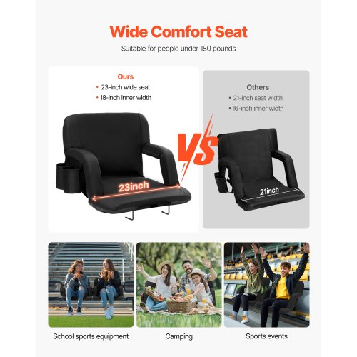 Stadium Seat with Back Support Wide Bleacher Seat Backs Folding Padded