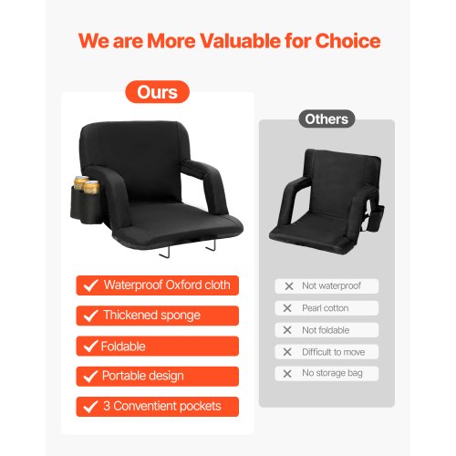 Stadium Seat with Back Support Wide Bleacher Seat Backs Folding Padded