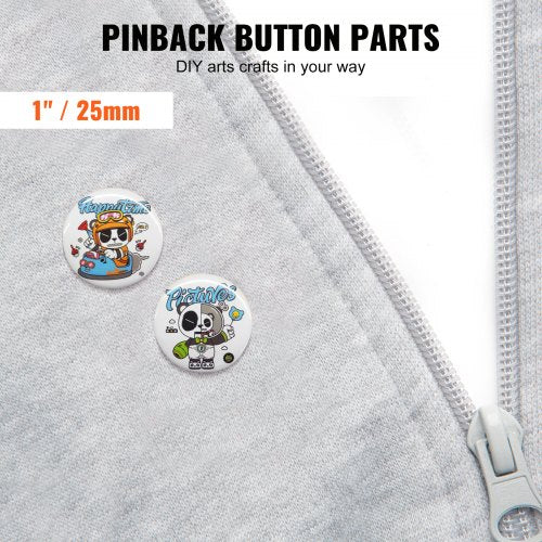 500 Sets 1 inch 25mm Pin Back Button Parts DIY Round Button Badge Parts