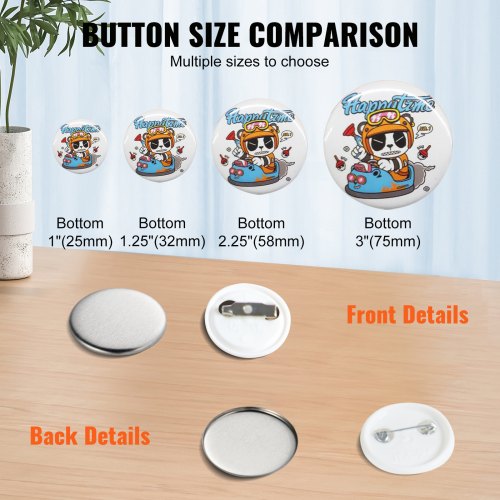 500 Sets 1 inch 25mm Pin Back Button Parts DIY Round Button Badge Parts