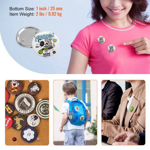 500 Sets 1 inch 25mm Pin Back Button Parts DIY Round Button Badge Parts