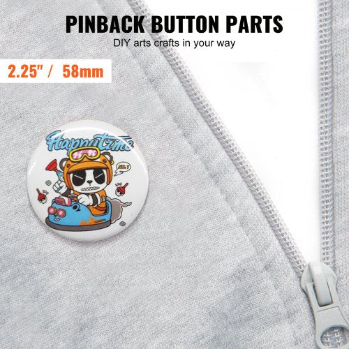 500 Sets 225 inch 58mm Pin Back Button Parts DIY Round Button Badge Parts