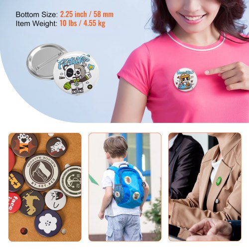 500 Sets 225 inch 58mm Pin Back Button Parts DIY Round Button Badge Parts