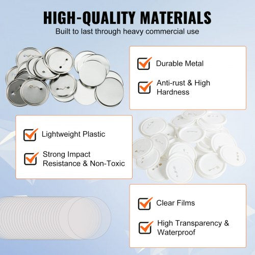 200 Sets 3 inch 75mm Pin Back Button Parts DIY Round Button Badge Parts