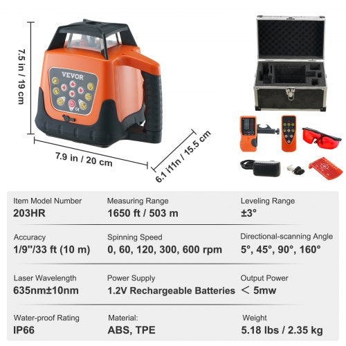Laser Level 1650ft 360 Degree Self Leveling Red Cross Line Laser 5