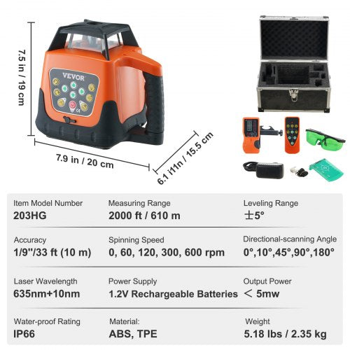 Laser Level 2000ft 360 Degree Self Leveling Green Cross Line Laser 5