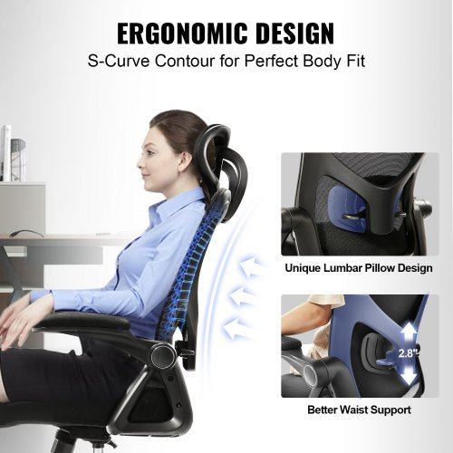 Office Chair with Adjustable Lumbar Support High Back Ergonomic Desk Chair