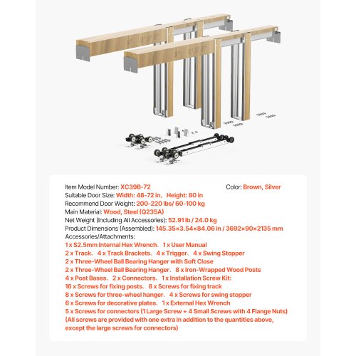 Pocket Door Frame Kit for 4872 in Wide 80 in High Door Pocket Door Kit