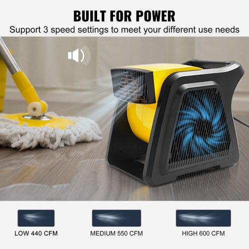 Pivoting Utility Fan 600 CFM High Velocity Floor Blower for Drying