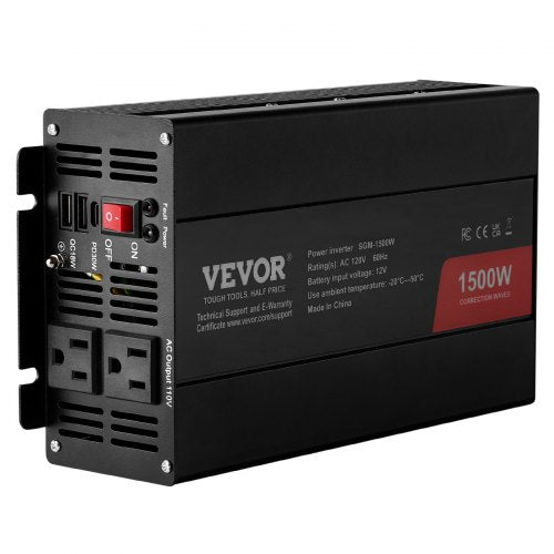 Modified Sine Wave Inverter 1500W DC 12V to AC 120V Power Inverter with 2