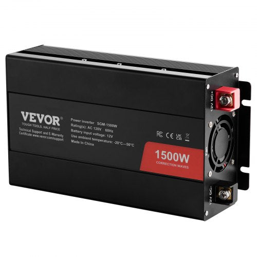 Modified Sine Wave Inverter 1500W DC 12V to AC 120V Power Inverter with 2