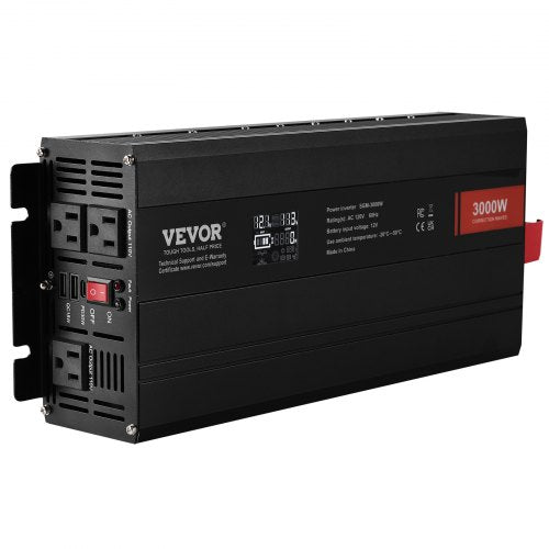 Modified Sine Wave Inverter 3000Watt DC 12V to AC 120V LCD Display Power