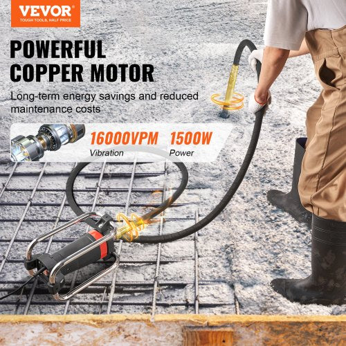 Electric Concrete Vibrator 1300W 16000 VPM 2HP Copper Motor Handheld