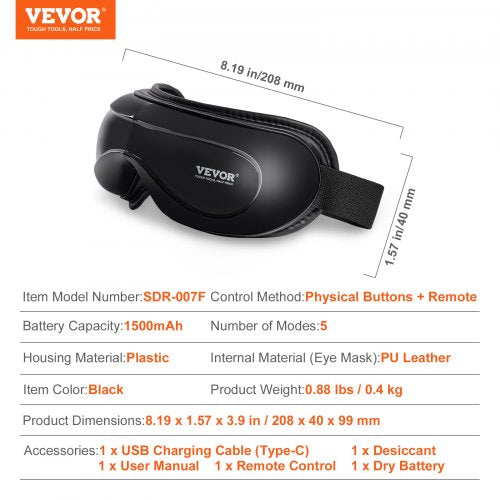 Eye Massager with Heat Remote Heated Eye Massage Mask with 5 Modes