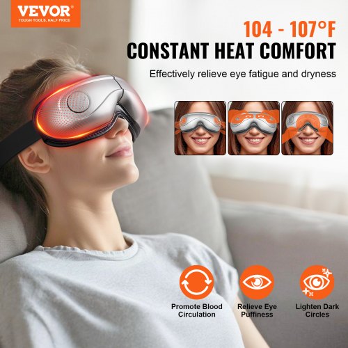Eye Massager with Heat Heated Eye Massage Mask with 5 Modes and Bluetooth