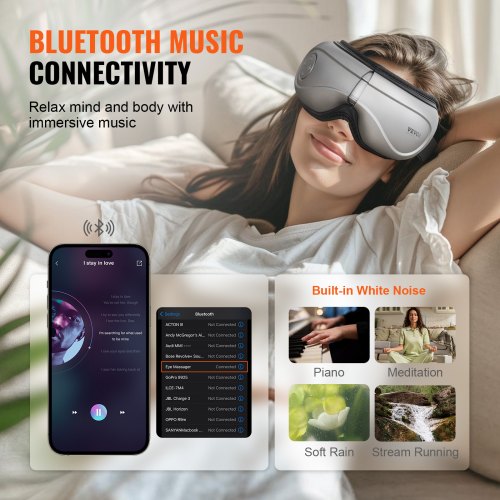 Eye Massager with Heat Heated Eye Massage Mask with 5 Modes and Bluetooth