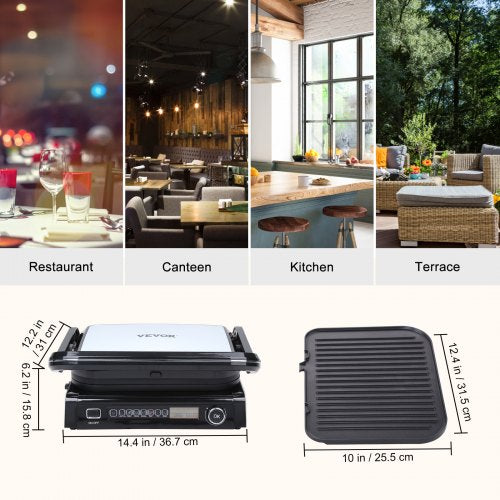 7 IN 1 Commercial Electric Griddle 144 1800W Indoor Countertop Grill