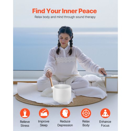 Crystal Singing Bowl 8inch F Note Heart Chakra Singing Bowl Frosted