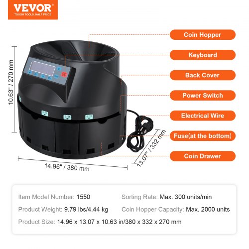 USD Coin Counter Coin Sorters with LCD Display Coin Sorter Machine for USD Coin