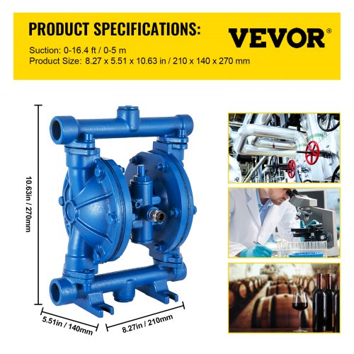 AirOperated Double Diaphragm Pump 12 in Inlet Outlet Cast Iron Body 3