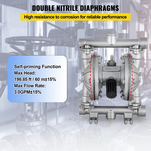 AirOperated Double Diaphragm Pump 12 in Inlet Outlet Stainless Steel